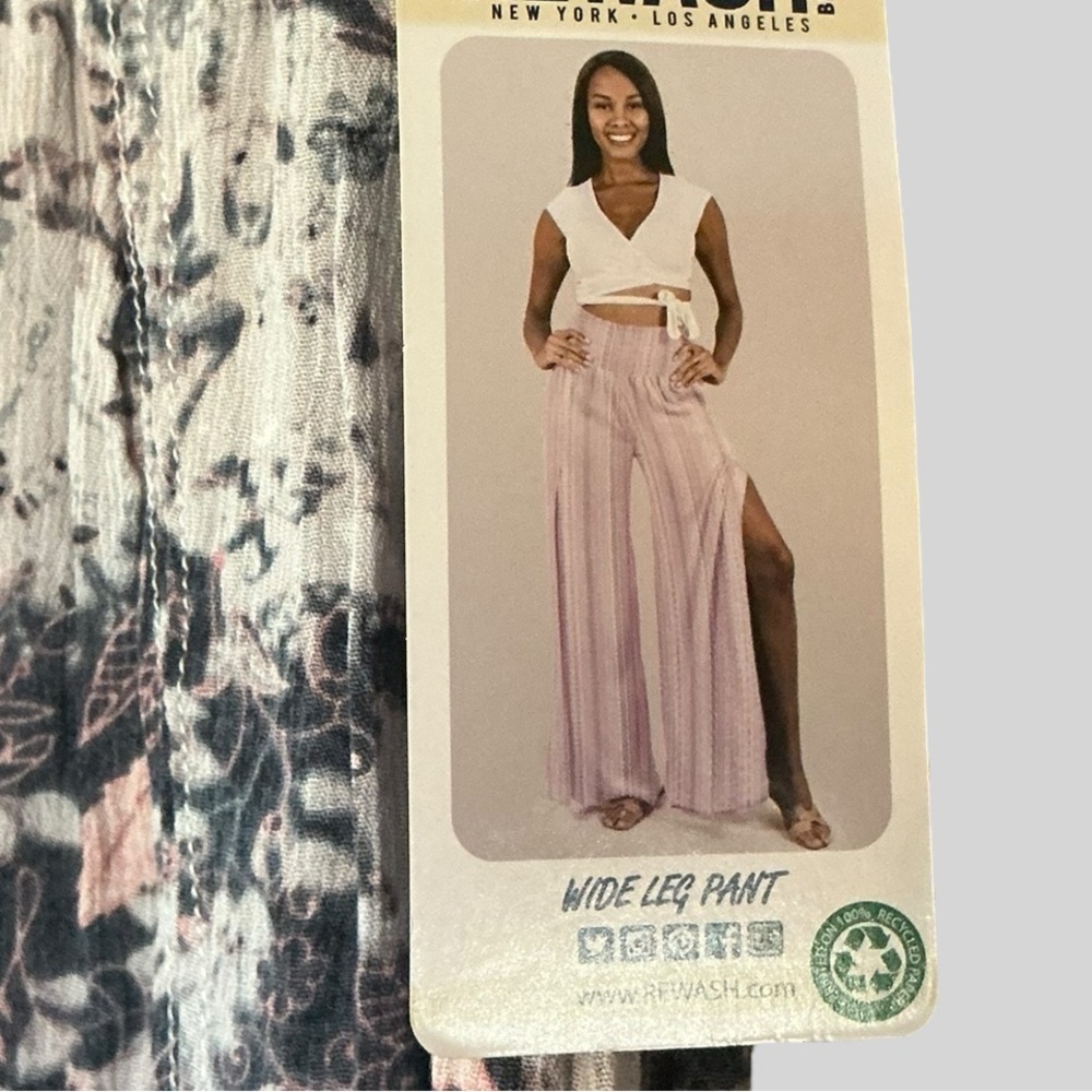 Rewash Wide Leg Rayon Pants Resortwear Summer Lightweight